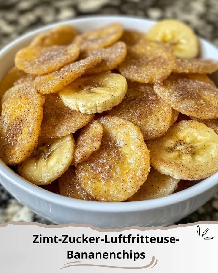Köstliche Zimt Zucker Bananenchips aus der Luftfritteuse