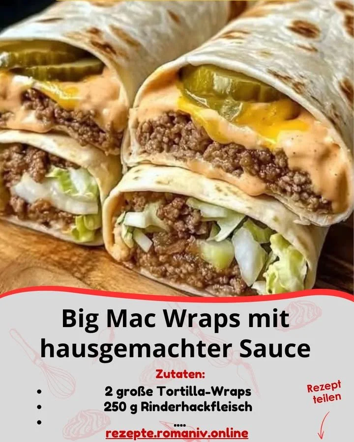 Big Mac Wraps mit hausgemachter Sauce auf einem Teller