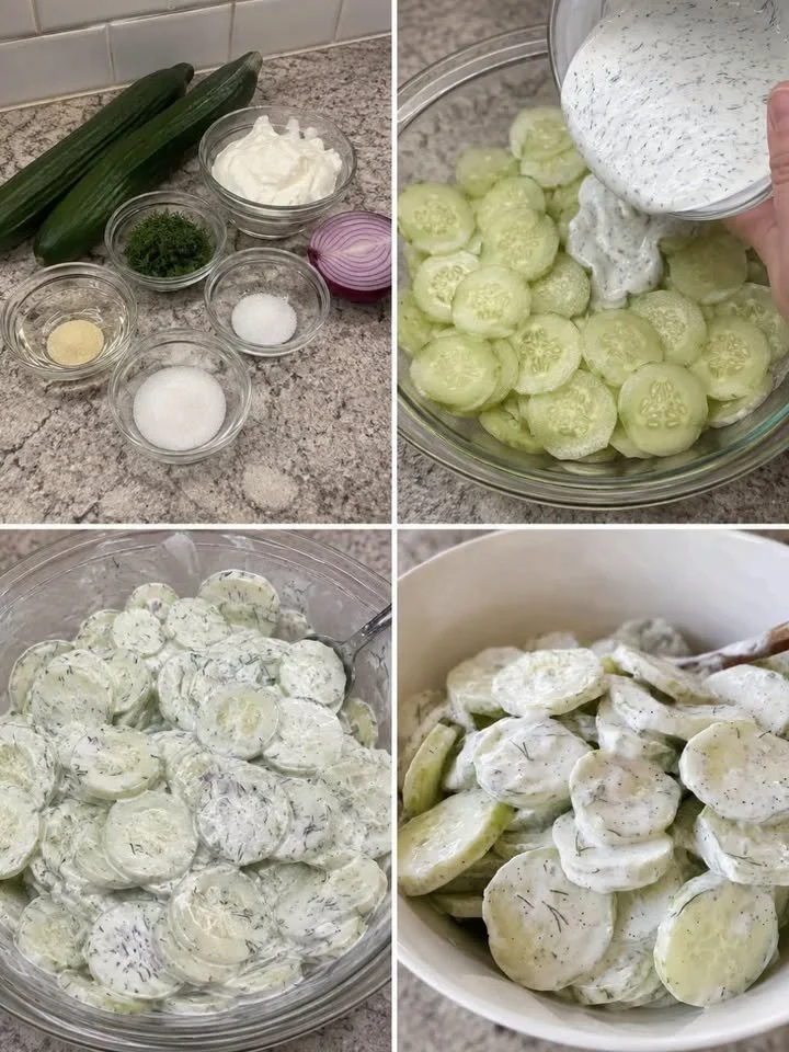 Cremiger Gurkensalat mit frischen Gurken und einer leckeren Sauce