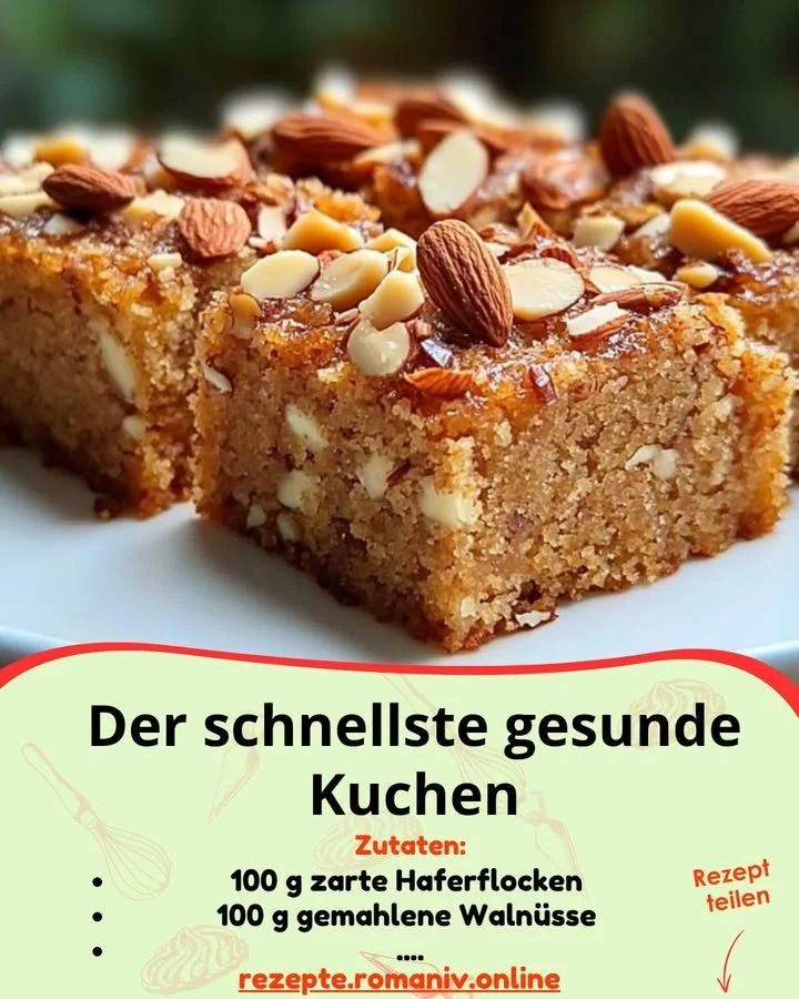Schneller gesunder Kuchen mit frischen Zutaten und wenig Zucker.