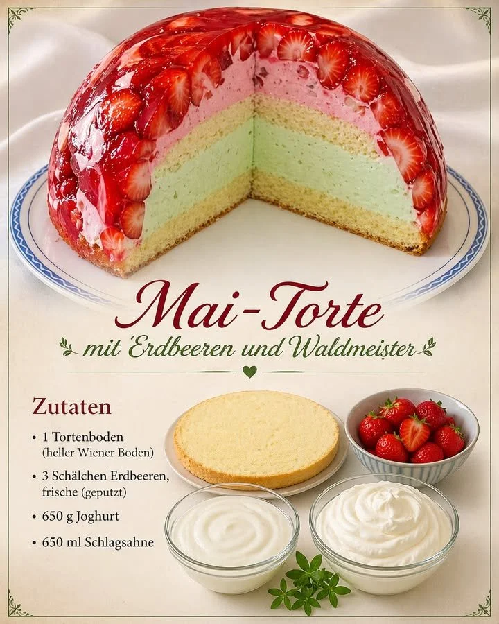C mit Erdbeeren und Waldmeister, fruchtig und cremig für Frühlingsgefühle
