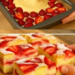 Leckerer Erdbeer Joghurt Kuchen mit frischen Erdbeeren und Joghurt