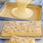 Schneller Pudding Streuselkuchen vom Blech mit Streuseln und Puddingfüllung