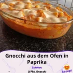 Gnocchi aus dem Ofen mit Paprika in einer appetitlichen Präsentation.