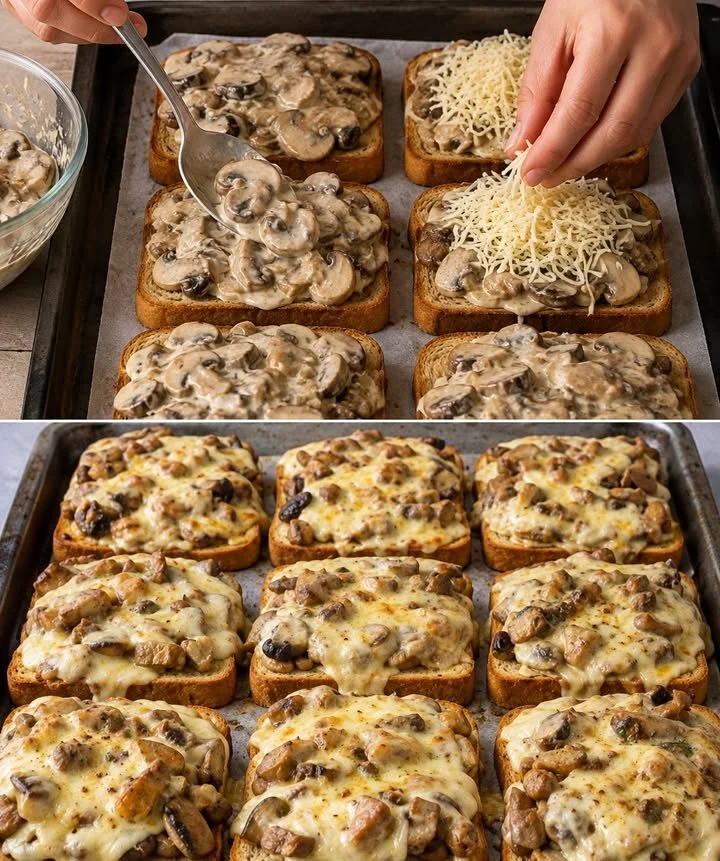 Jägertoast mit Käse auf einem Teller serviert
