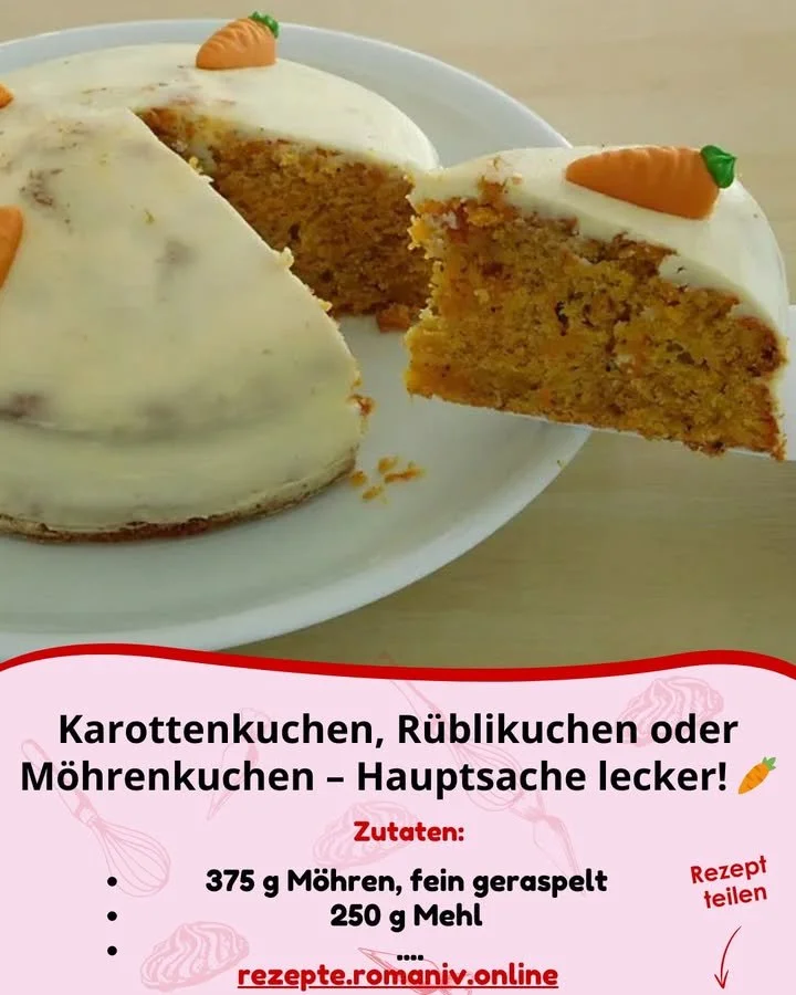 Saftiger Karottenkuchen mit frischen Karotten und einer leckeren Glasur