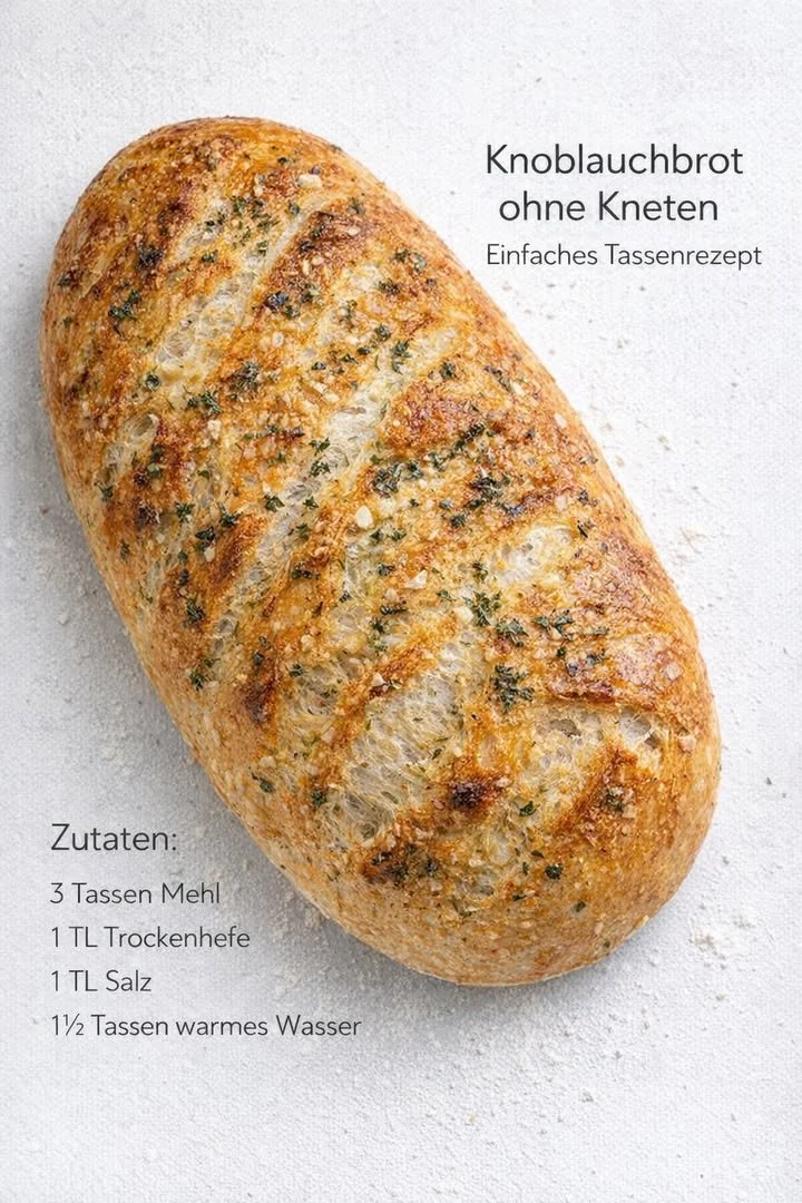 Knoblauchbrot ohne Kneten – einfaches Tassenrezept
