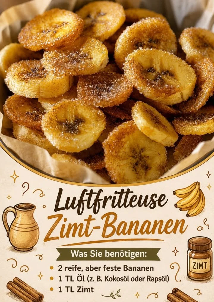 Knusprige Zimt-Bananen aus der Heißluftfritteuse - fettfreier Genuss
