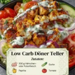 Low Carb Döner Teller mit frischem Gemüse und zartem Fleisch