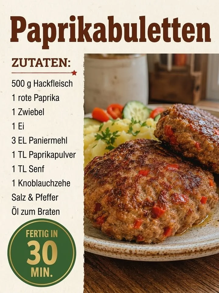 Leckere Paprikabuletten in einer Pfanne wie bei Oma zubereitet