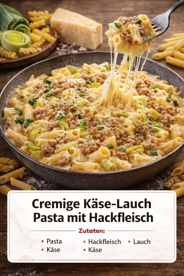 Pasta mit cremiger Sauce in einem Teller serviert