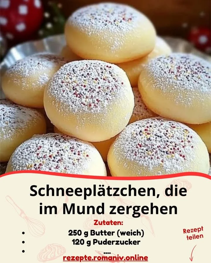 Leckere Weihnachten Schneeplätzchen auf einem festlichen Teller