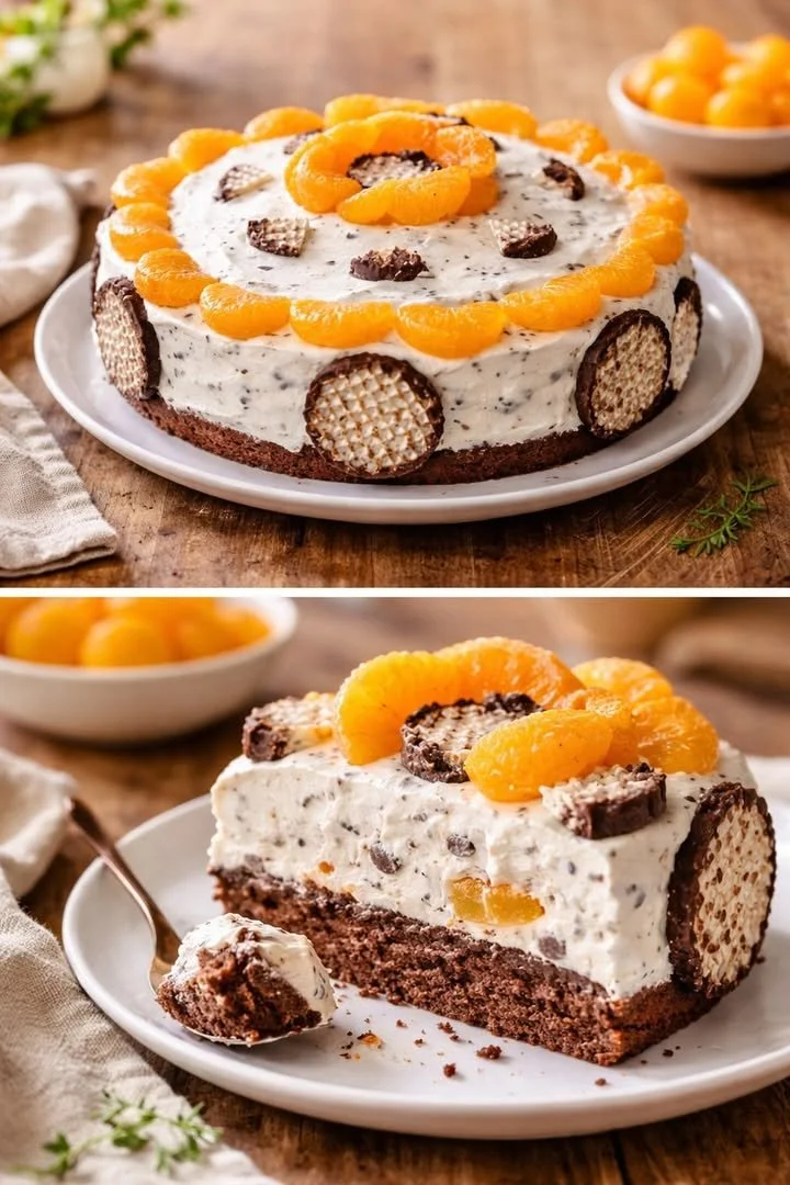 Schokokuss-Mandarinen-Torte mit Schokolade und Mandarinen für einen süßen Genuss
