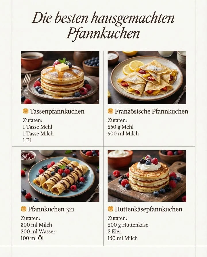Tassenpfannkuchen auf einem Teller mit Frucht-Topping und Sirup