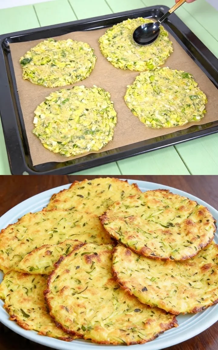 Zucchini-Tortillas auf einem Teller mit frischem Gemüse