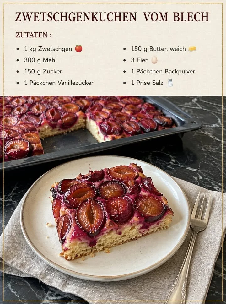 Ein köstlicher Zwetschgenkuchen mit Streuseln auf einem Teller